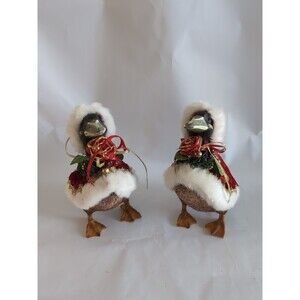 Grandeur Noel Holiday Ducks Christmas Decor Figurines Set of 2